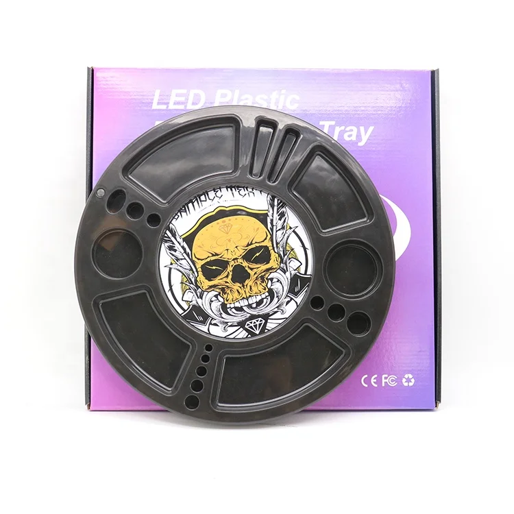 New Design Custom Logo Recharging Rotating Led Serving Tray Multifunction Plastic Spin Rolling Tray With lights
