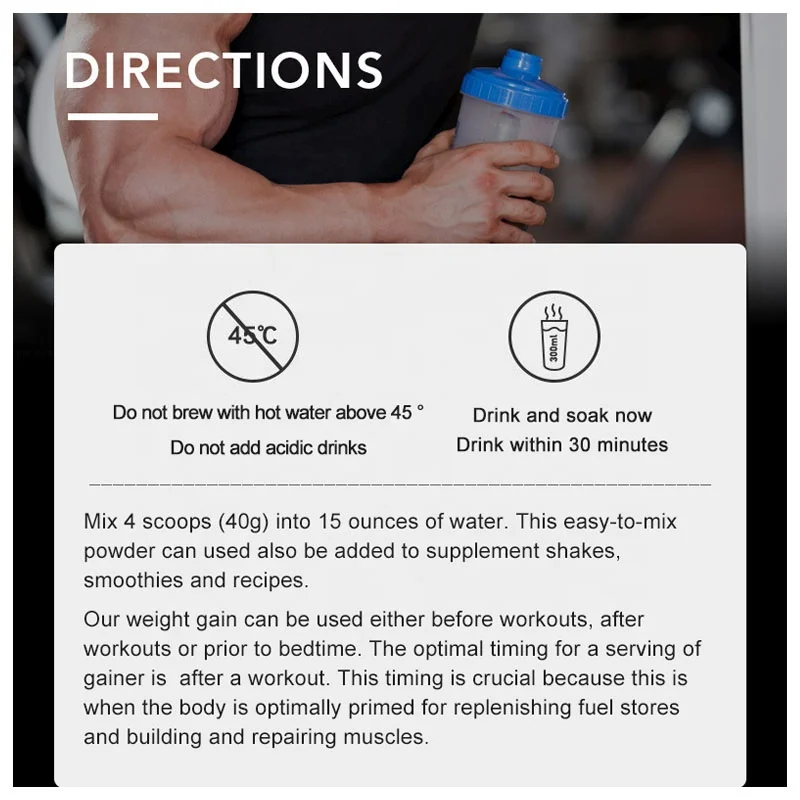 Weight gainer protein muscle growth whey Protein isolate powder sugar free and halal Promotes Healthy weight gain supplements