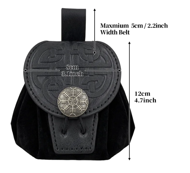 ecowalson  Medieval Punk Retro Waist Bag Renaissance Outdoor Belt Bag Wallet Travel Holiday Party  Cosplay Hanging Coin Purse