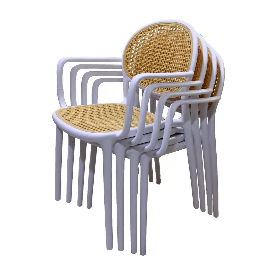 Restaurant Outdoor Durable Cafe Pp Chairs Stackable Monoblock New Design Price Modern Colored Plastic Dining Chair With Arms