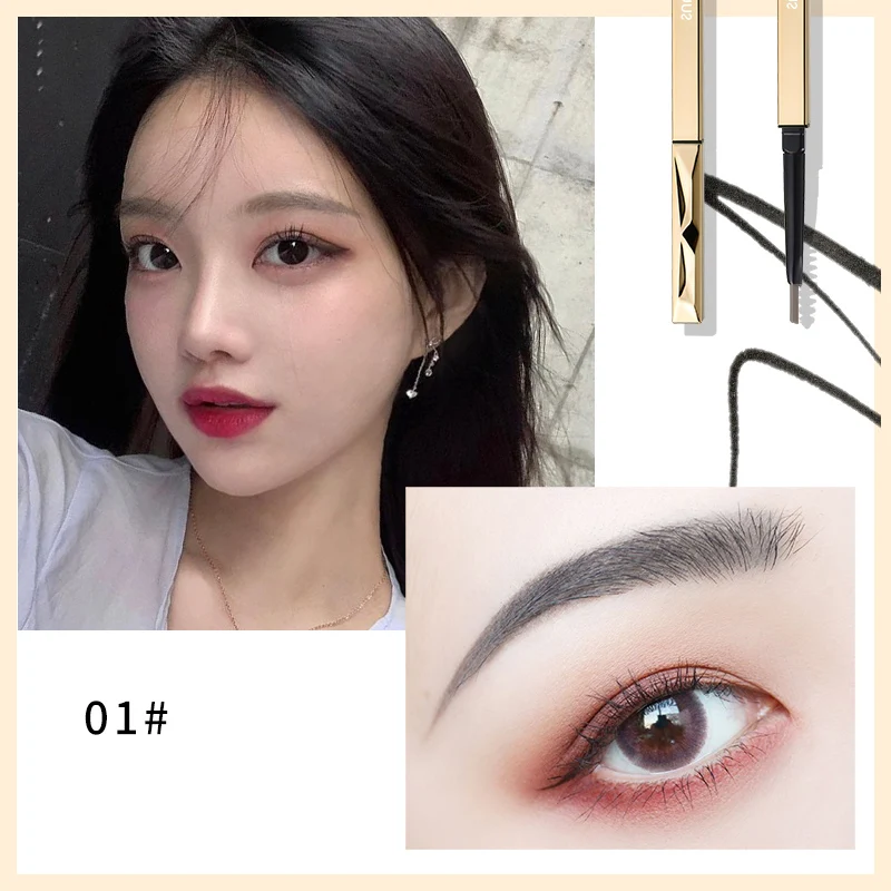 Wholesale Double Head Professional Makeup Eyebrow Painting Waterproof Black Fill Fluff Eyebrow Pomade Pencil Brush