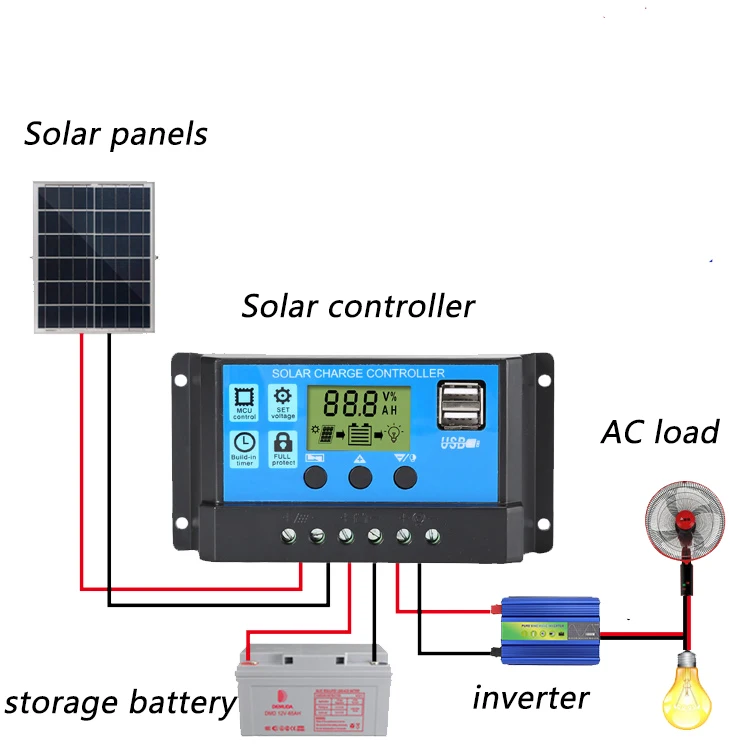 PWM LCD Solar Panel Battery Regulator Charge Controller 12V 24V 30a 10a 20a PWM Off Grid Solar Panel Charge Controller  With USB
