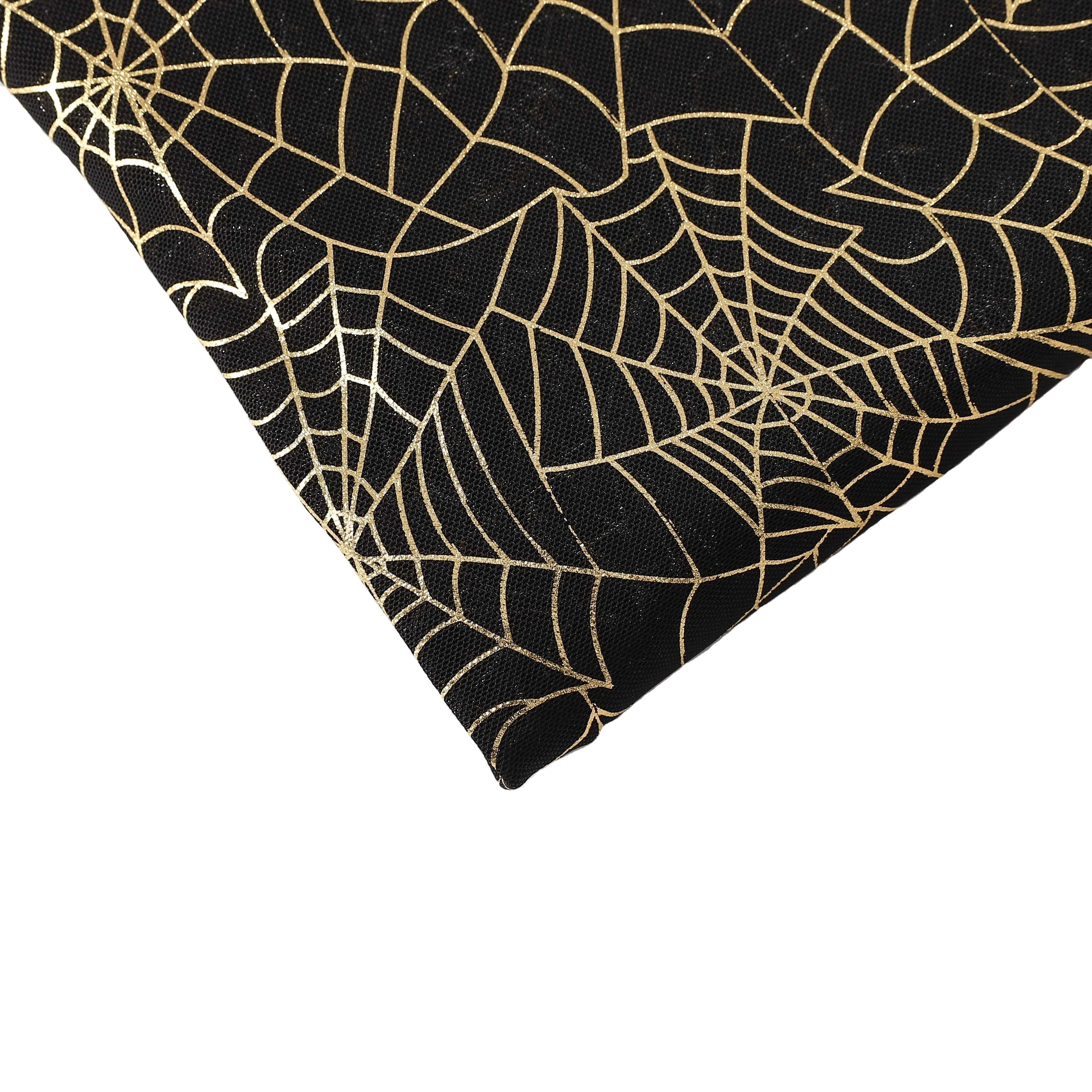 Eco-friendly 2024 New Design Spider Web Print Gold Stamp Hot 4 Way Stretch Power Mesh Printed Spandex Silver Stamping Foil