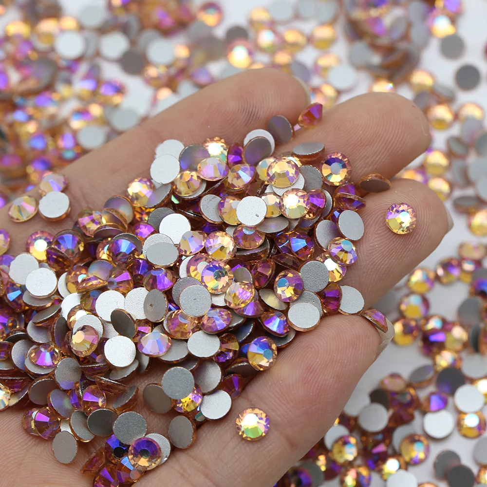 A Normal Faceted AB Colors Sliver Back Crystal AB Rhinestone Non Hot Fix Glass Rhinestone For Nail Art DIY