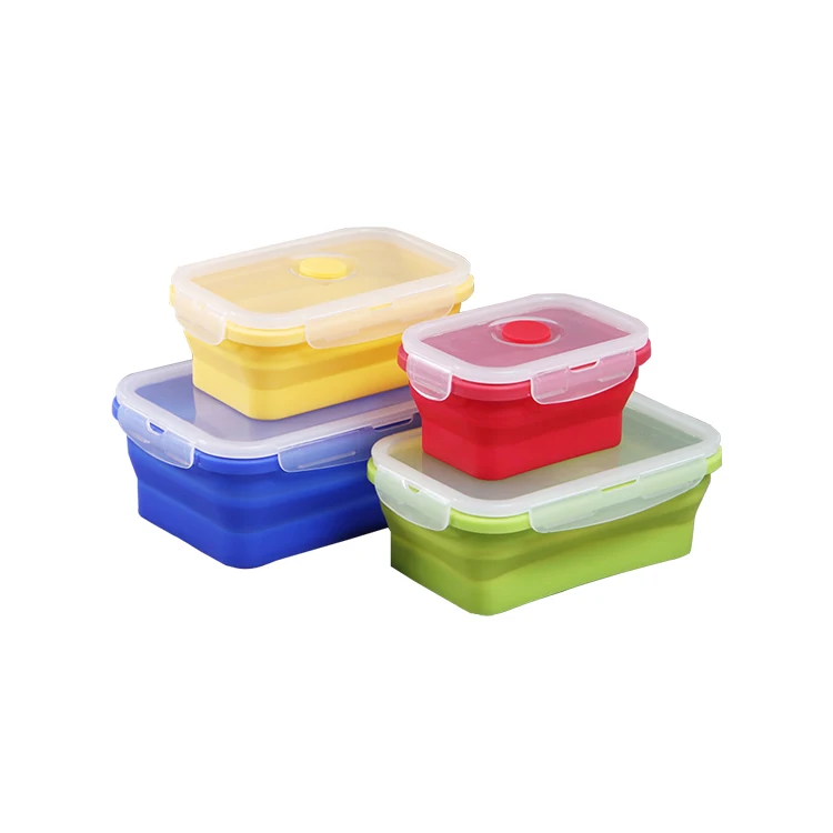 New pattern Bento box Silica Gel lunch box Portable Reusable Kitchen Folding Lunch Box  Food Storage Container