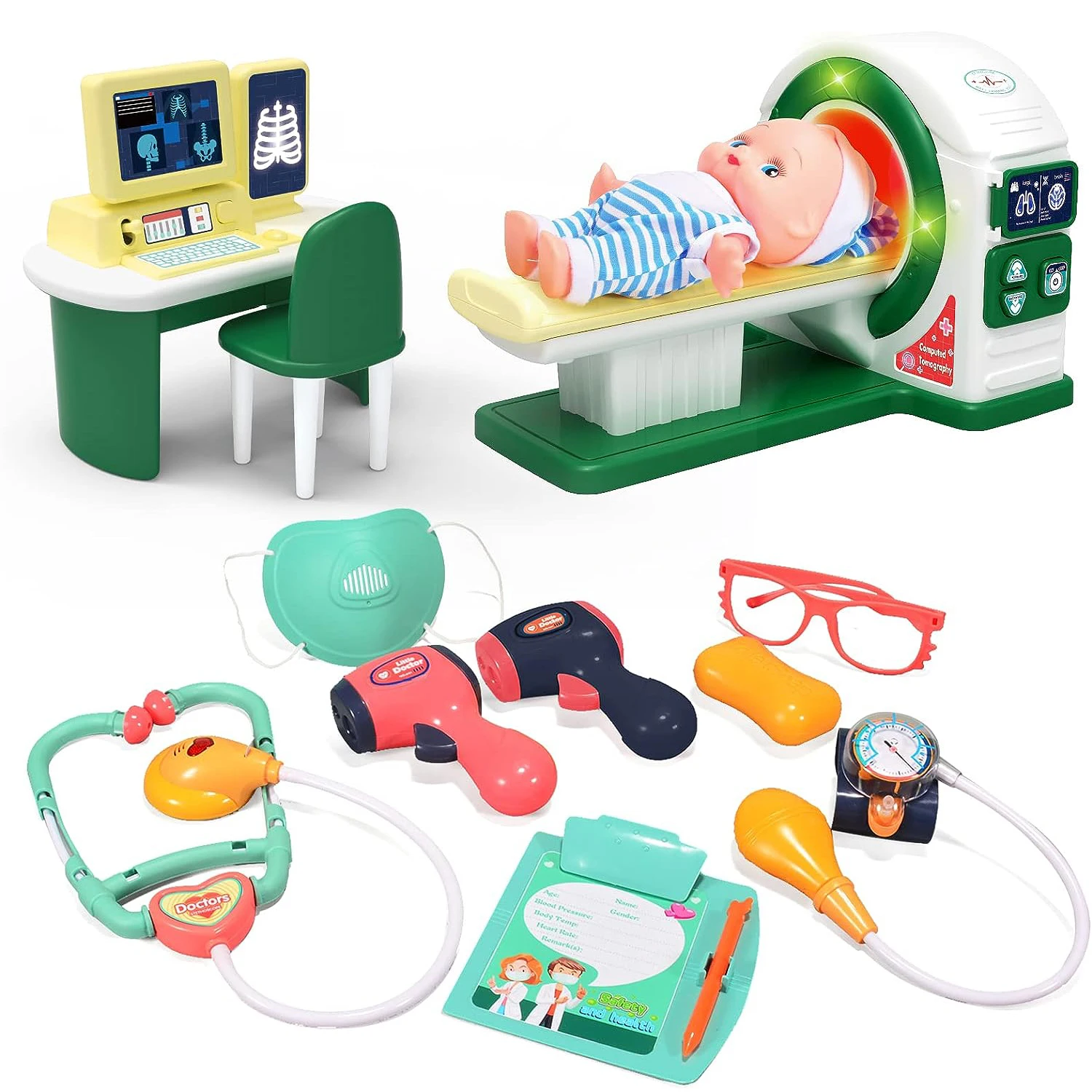 Cute Doctor Kit Toys Role Play Game Educational Baby Doll Pretend Play Preschool Toys Doctor Set for Kids Girls Children