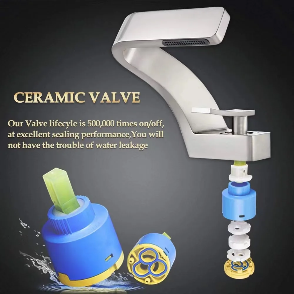 2022 Amazon Hot Sale Luxury High Quality Brass Matte Black Chrome Washroom Basin Mixer Taps Waterfall Bathroom Basin Faucets