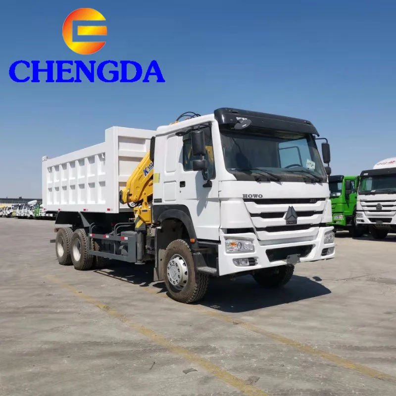 Sinotruck 6X4 371HP HOWO Tipper Dump Truck With Crane
