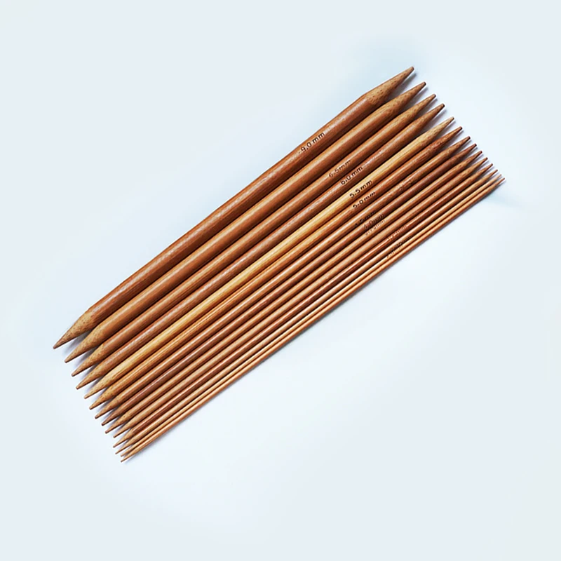 18 sizes Long knitting needle carbonized or natual color bamboo sewing kit accessories plastic needle double tips