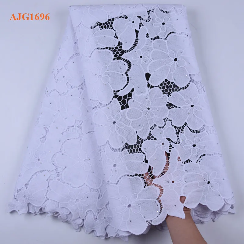 High Quality African Tulle Guipure Cord Lace Fabric Latest Nigerian French Cord Lace Fabric With Stones For Dress 1696