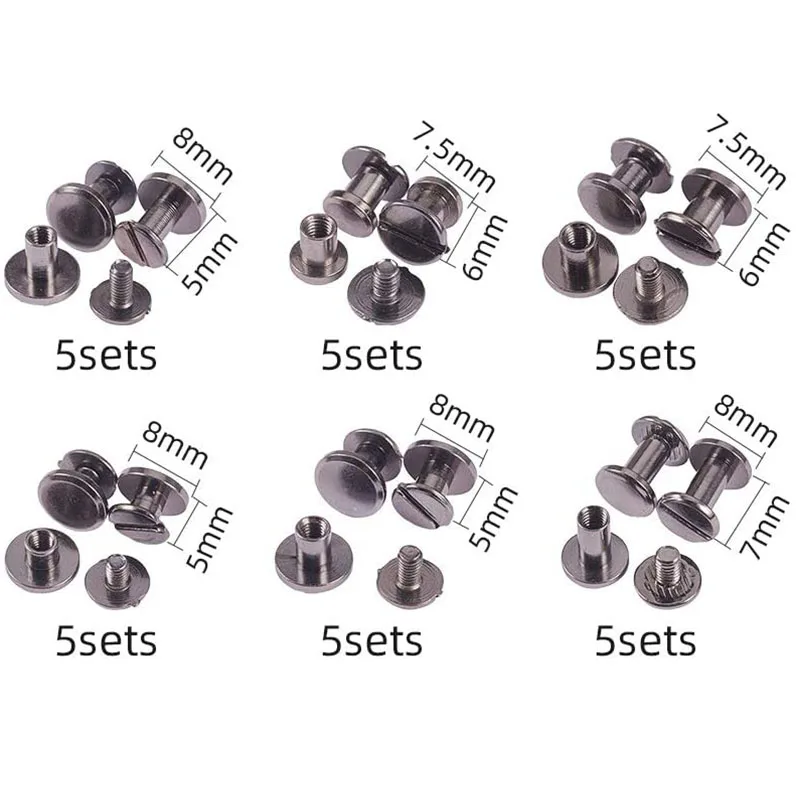 Various Sizes Purse Handbag Brass Flat Studs Rivets Belt Screw Back Spike Metal Rivet for Shoes