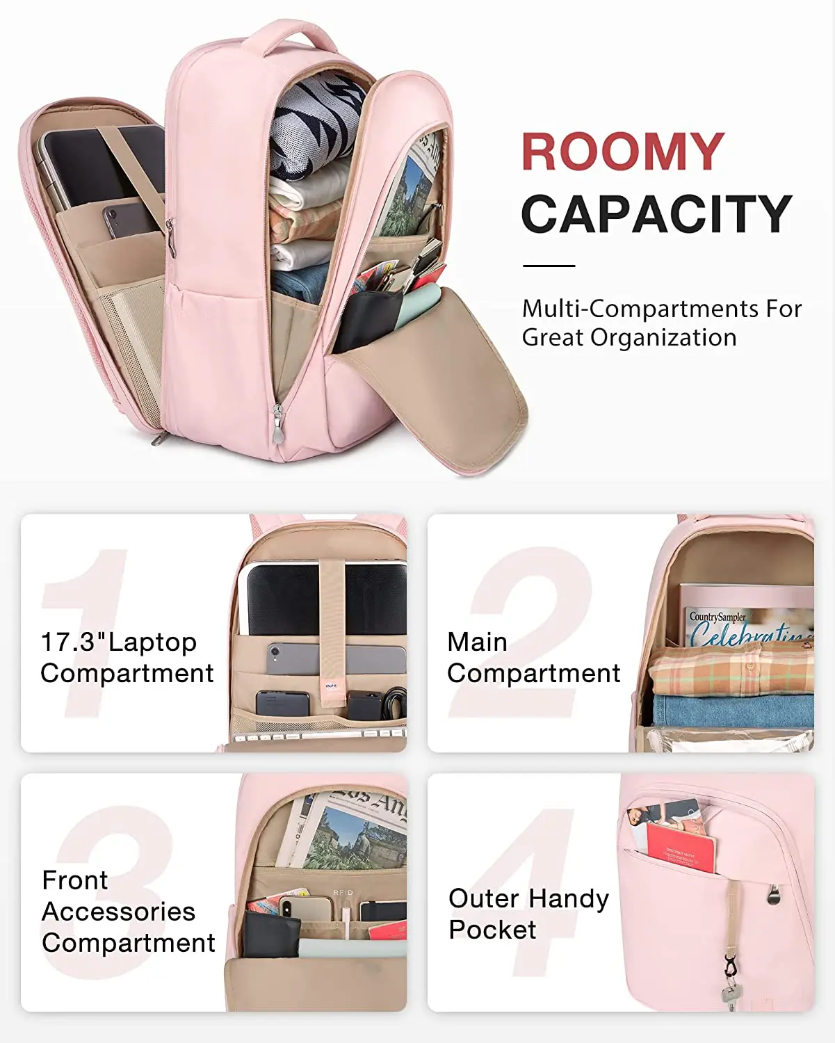 Super Large Water Resistant USB Accessible Travel Laptop Backpack for Business Work PC Material Casual Daypack with Free Sample