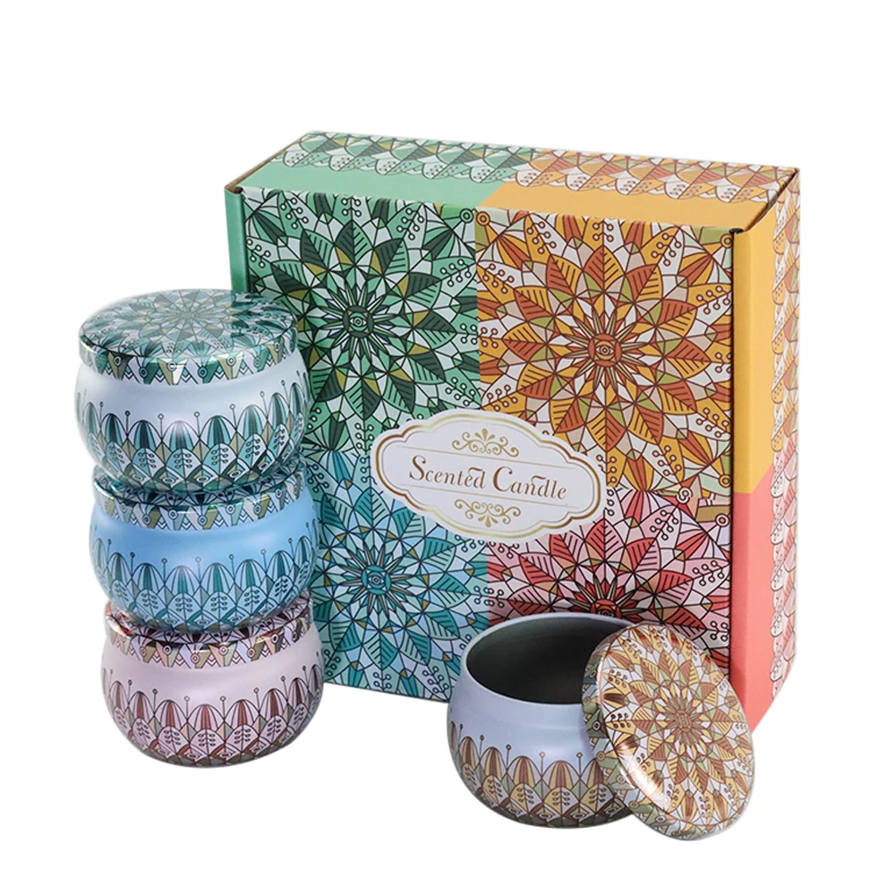 Wholesale High Quality Round Metal 2 Oz 8 Oz Candle Tin  Candy Coffee Gift Tins Box Holder
