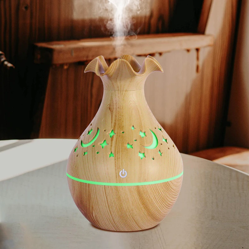Newest 2024 morning glory design air humidifier USB desktop atomizer ultrasonic Wood grain humidificador for Office and Yoga