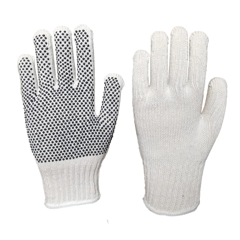 Wholesale Customized Anti-slip Pvc Dotted White Cotton Knitted Working Hand Gloves