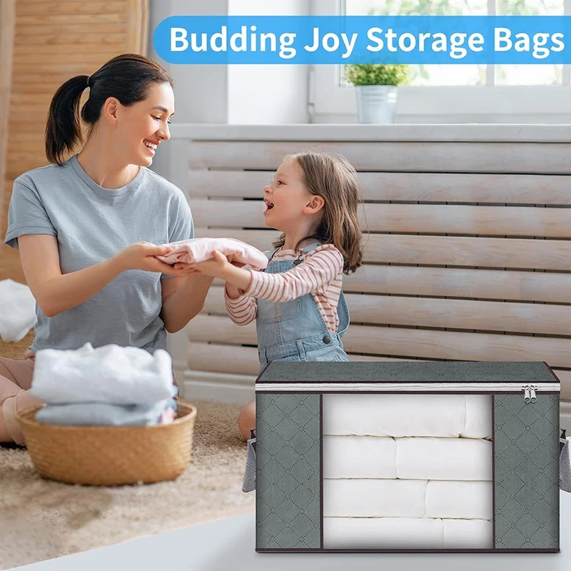 hot sale large capacity bag clear window folding clothes storage organizer fabric under bed storage bag