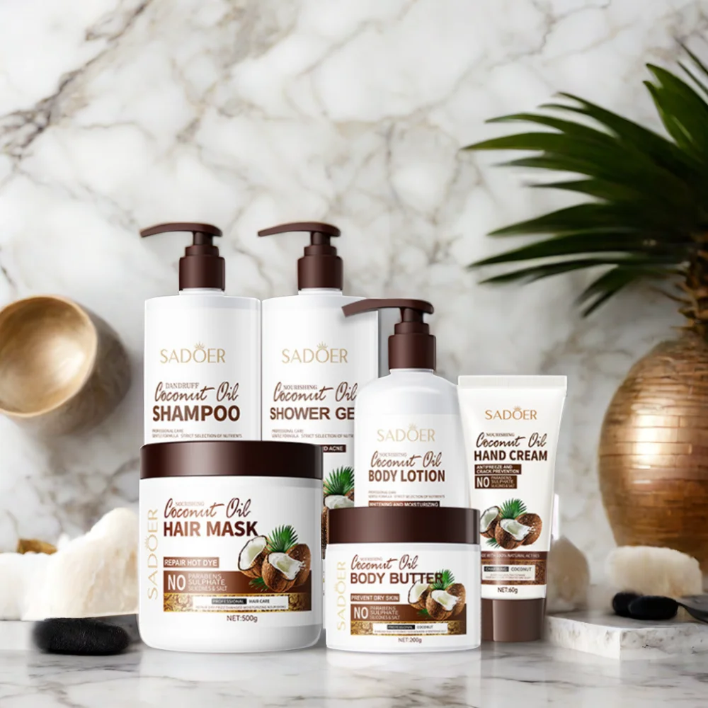 beauty products Hair care Skin care Solid Oil Virgin Coconut Oil shower gel mask coconut cream hair extensions skin care set