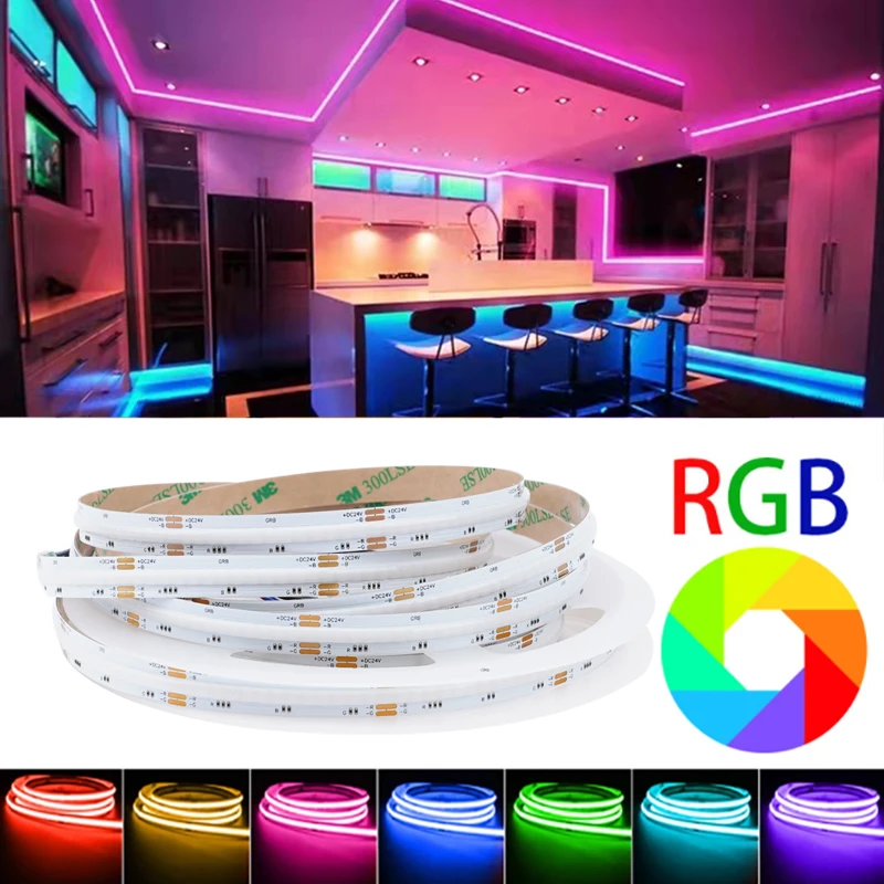 2023 популярная Светодиодная лента Cob Rgb 3 года гарантии 840 светодиодов/м 24 В Ip65 водонепроницаемая гибкая светодиодная для комнаты