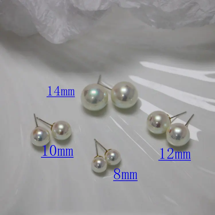 Dropshipping Fine S925 Sterling Silver Needle Pearl Stud Earrings Luxury Strong Light 12mm Austrian Pearls Earrings for Women