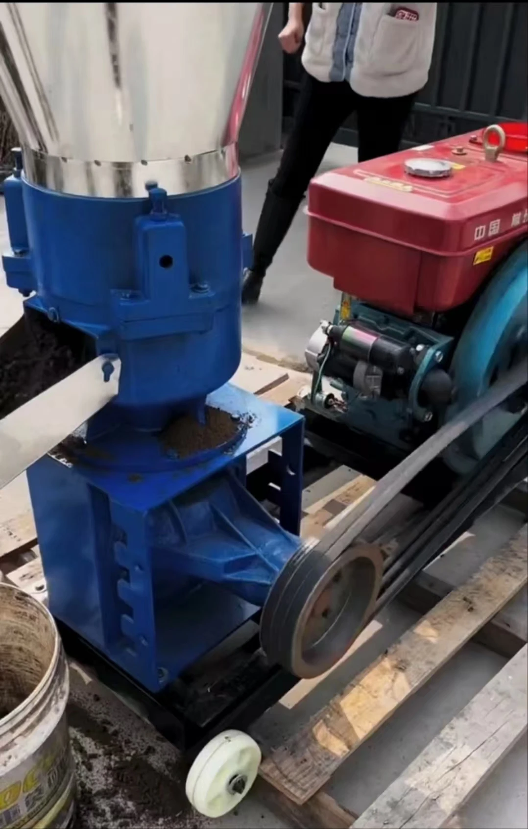 Diesel Granule Fertilizer Granulator Machine Flat Die Straw Fodder Pellet Machine For Farm