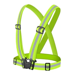 Night Working Reflective Vest Outdoor Jogging Run Cycling Wear Fluorescent Green Color Reflective Elastic Strap Safety Vest Belt
