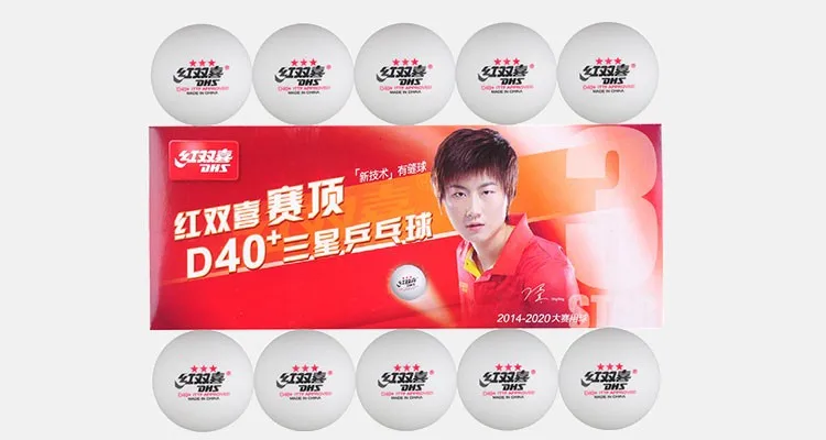 DHS 3 star hot sale table tennis ball D40+ professional player ping pong ball