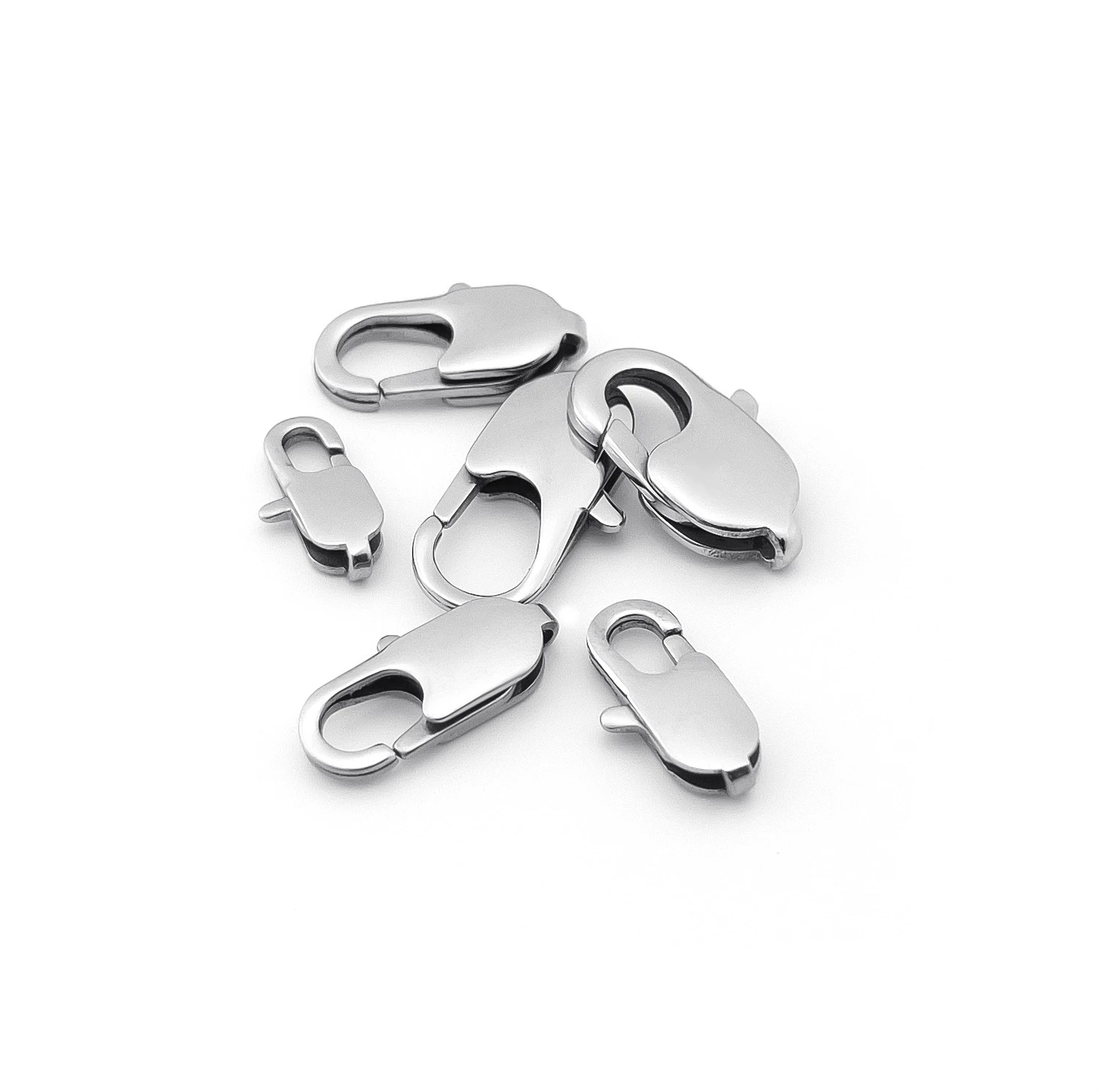 2023 melon seed stainless steel flat high polished lobster clasp engravable different sizes lobster square clasp