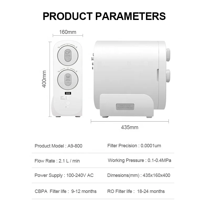 
Nobana 5 Stages Home Use Pure RO Water Filter Dispenser 