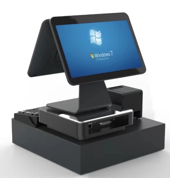 14.1 Inch All-In-One Desktop POS Terminal Supermarket Billing Machine with Integrated Barcode Scanner