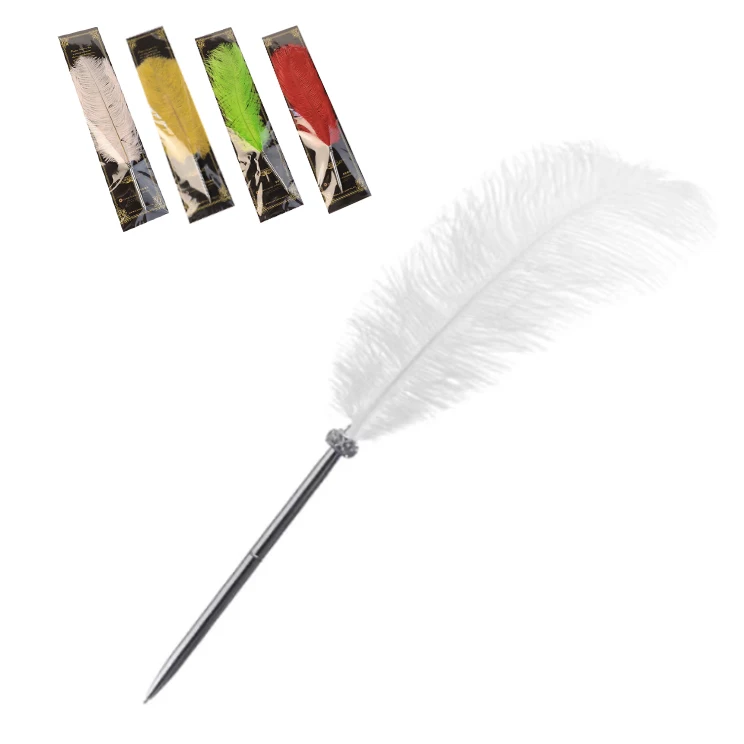 Популярная ручка с страусиными перьями шариковая черными чернилами для свадебных подписей