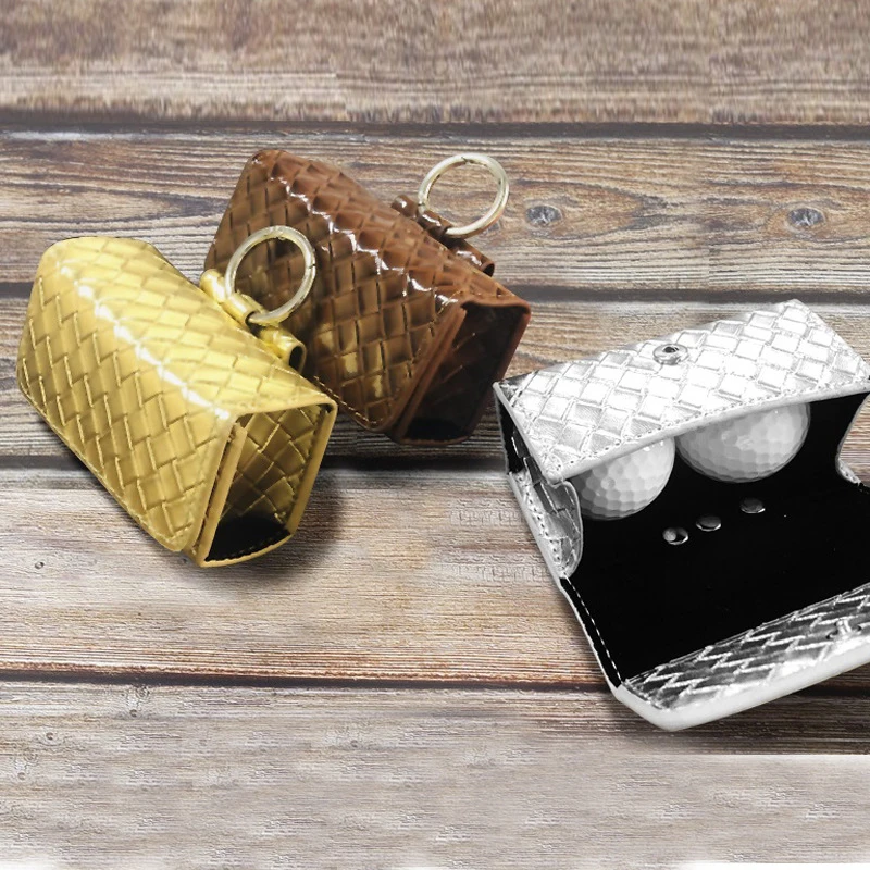New PU leather tartan pattern golf balls packing case customized two piece storage golf balls bag pouch