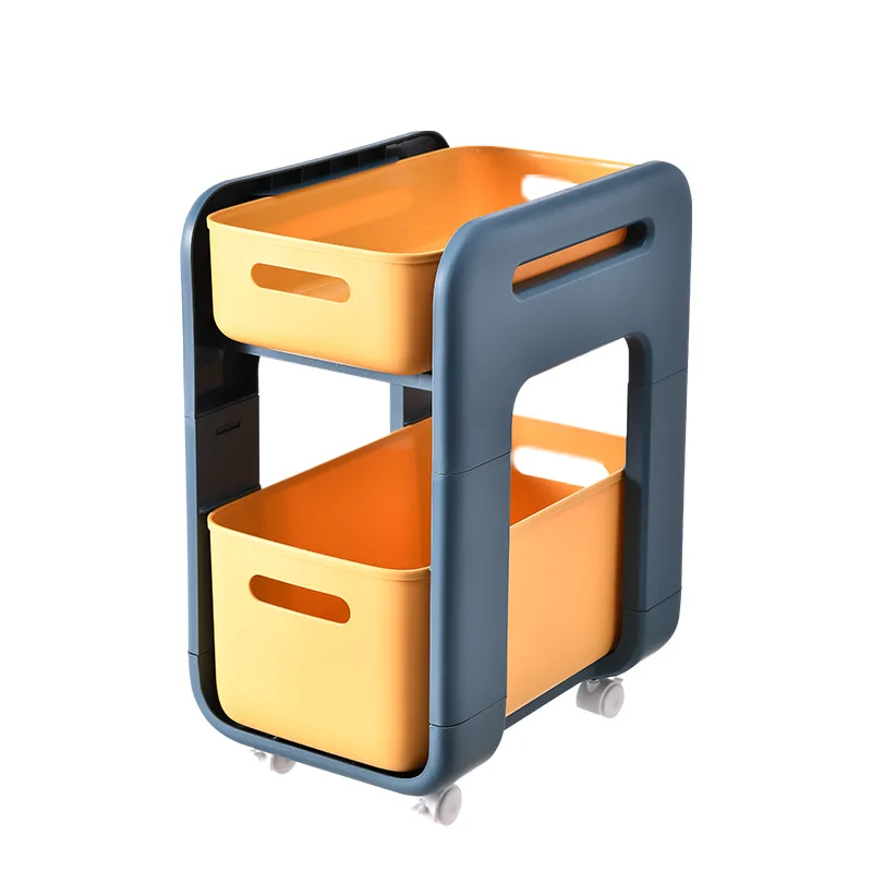 Multi-functional House Product 2 Layer Kitchen Rack Plastic Serviing Food Trolleys Carts