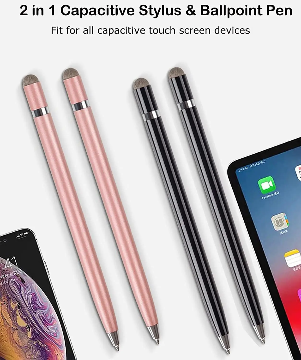 Stylus Pen Touch Screen High Precision 2 in 1 Capacitive Stylus Ballpoint Pen for Phone Tablet All Universal Touch creen Devices