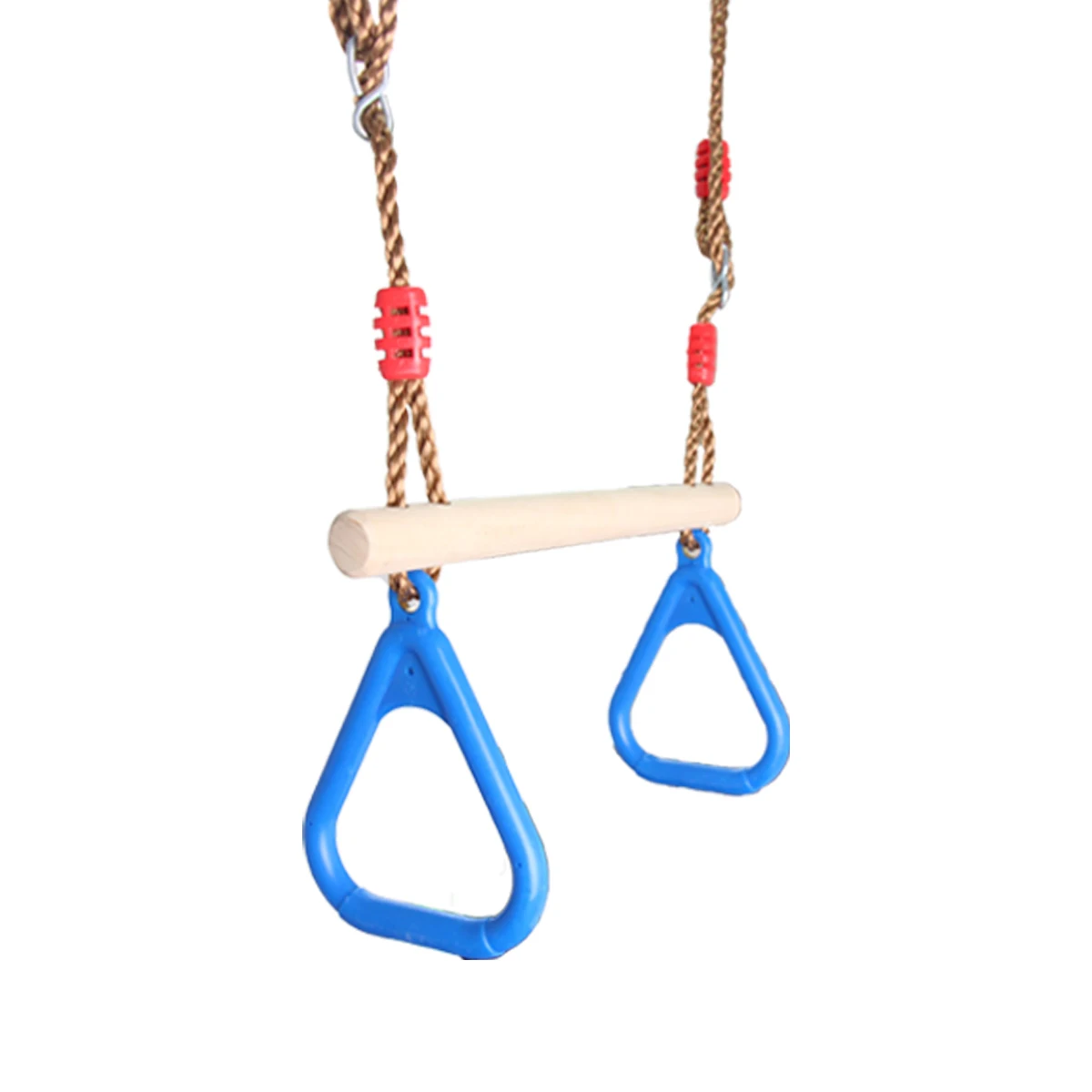 Детская игровая площадка, деревянная трапециевидная качели с пластиковыми кольцами, кольца для тренажерного зала