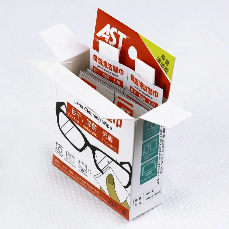 single package disposable pre moistened glasses lens cleaning wet paper for mobile phone screen
