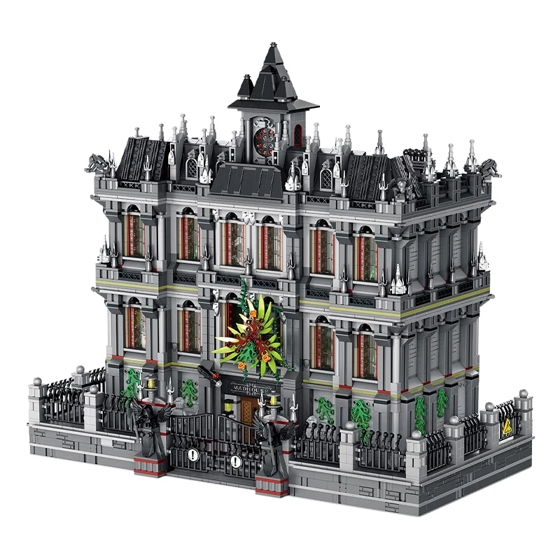 Panlos 613002 MOC уличный вид Lunatic Hosital освещение Вилла Модель Сборка кирпич DIY архитектура микро строительный блок