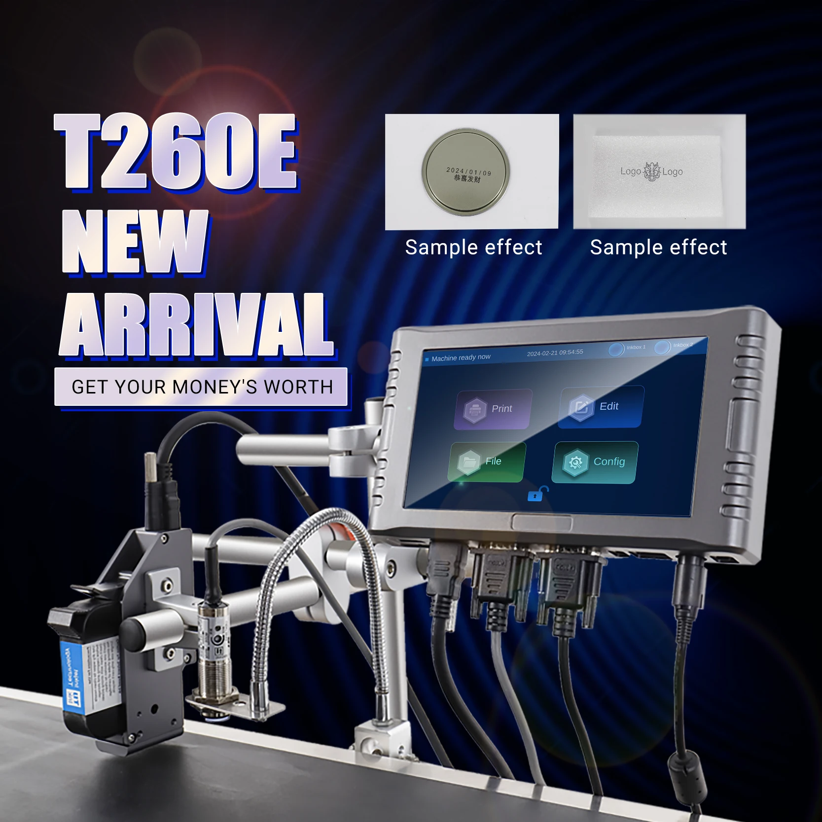 Заводская цена онлайн Дата истечения срока действия кодирующая машина Docod TIJ T260E 1-2 печатающие головки промышленный термоструйный принтер