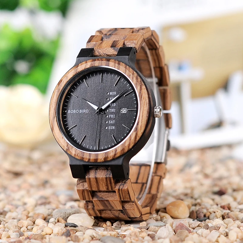 Branded quality wood watches natural zebra wood oem japan quartz watches for unisex