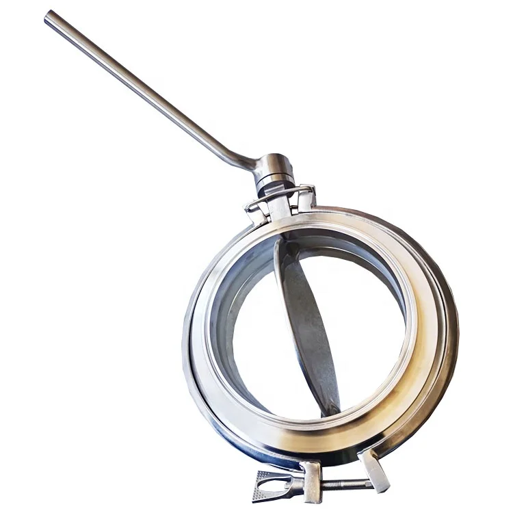 DN100 DN150 DN200 DN250 DN300 Stainless Steel 304 316L Manual Tri Clamp Sanitary Powder Tight Butterfly Valve