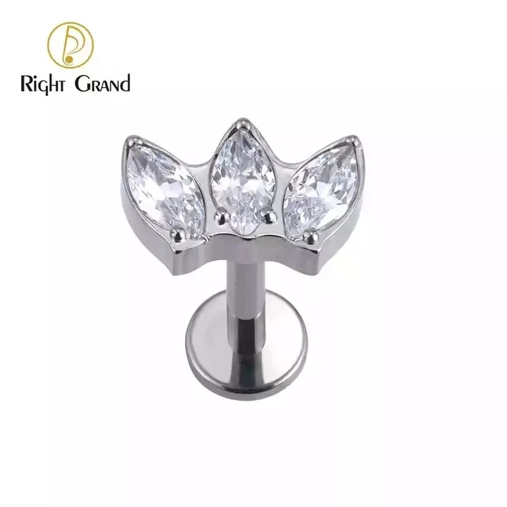 Head Labret Lip Ring ASTM F136 G23 Titanium Internal Thread Helix Rook Piercing Earrings