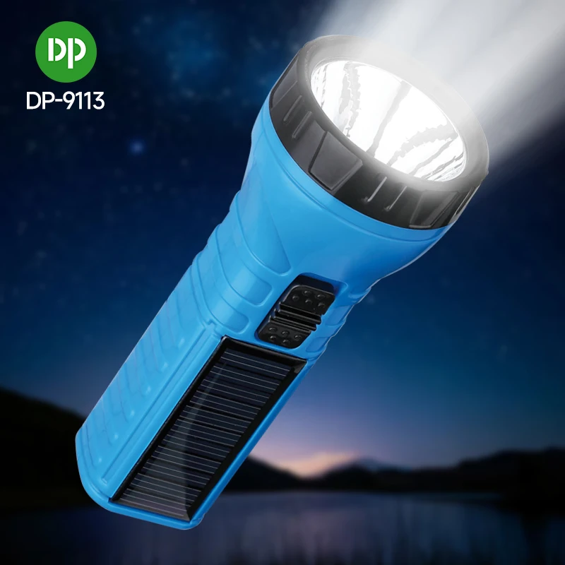 Wholesale portable handle lamp rechargeable led plastic flashlight solar charging torch light