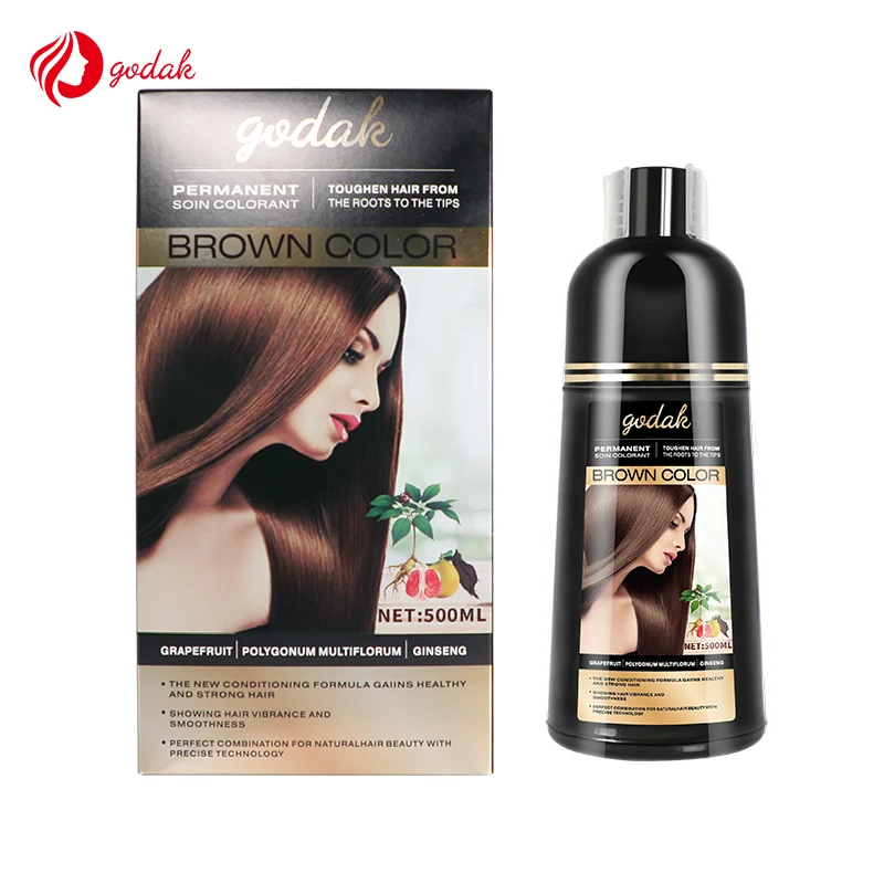 No Ammonia Herbal 100% Cover Grey Hair Ginseng Natural Organic Color Permanent Black Hair Dye Shampoo 2 In 1