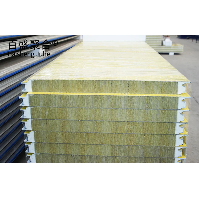 50mm density rock wool pu sandwich panel roof wall exterior sandwich board for heat thermal insulations materials