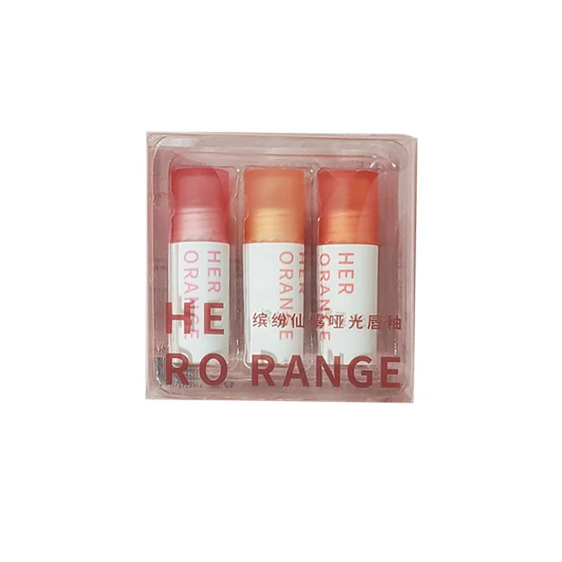 HERORANGE three per package Matte Velvet Lip Glaze set nude color series no stain on cup white air feeling lip mud set