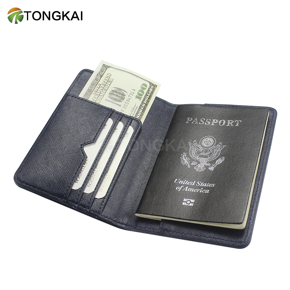 Wholesale Personalized Custom USA Embossed Rfid Blocking Faux PU Leather Double Travel Passport  Holder Cover for Women & Men