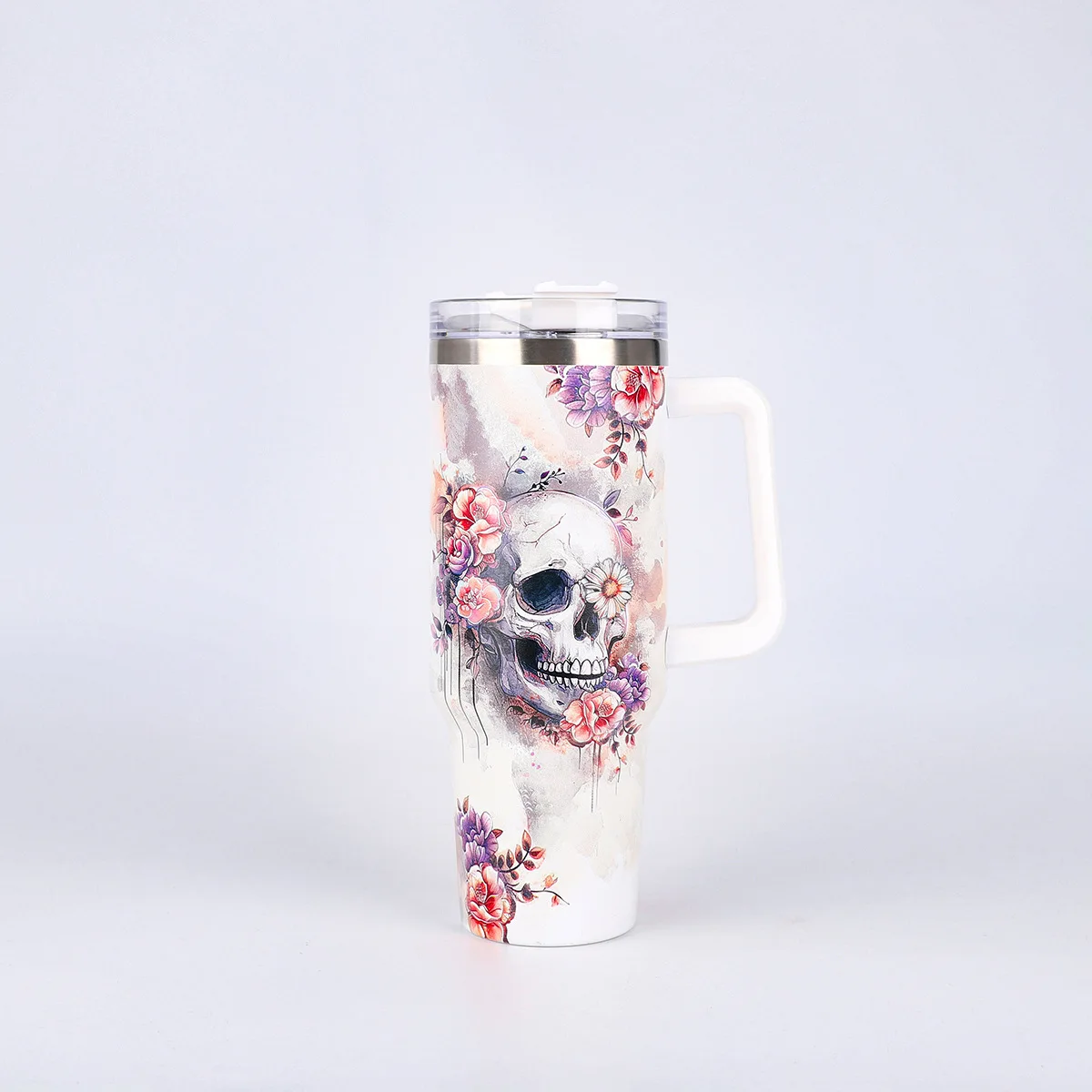 40oz Tumbler With Handle And Straw 3d Printed 304 Stainless Steel Car Thermos Cup 40 Oz Tumbler
