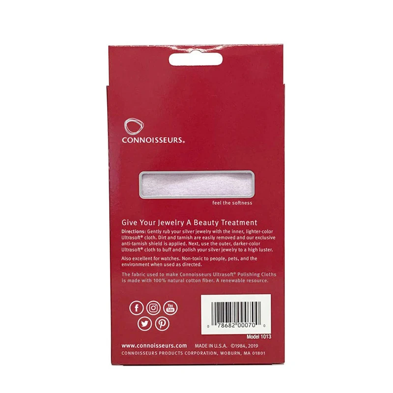 Connoisseurs UltraSoft Silver Jewelry Cleaning Cloth 2 Layers Cotton Silver Jewellery Watches Polishing Cloth