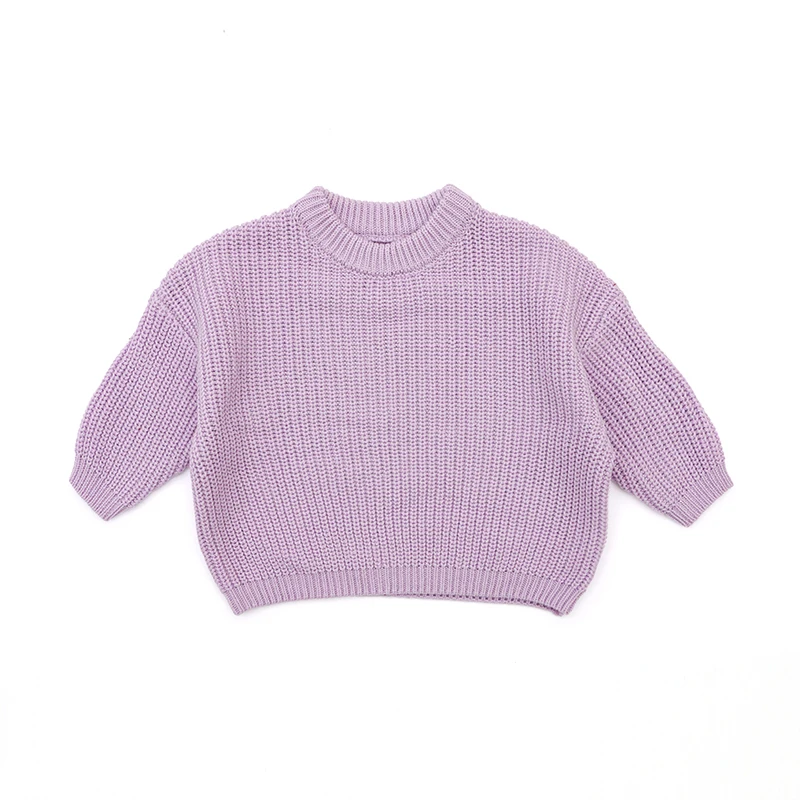 Custom Wholesale Winter Toddler Kids Clothes Baby Pullovers Solid Sweaters Knitwear Boys Girls Baby Knitted Sweaters