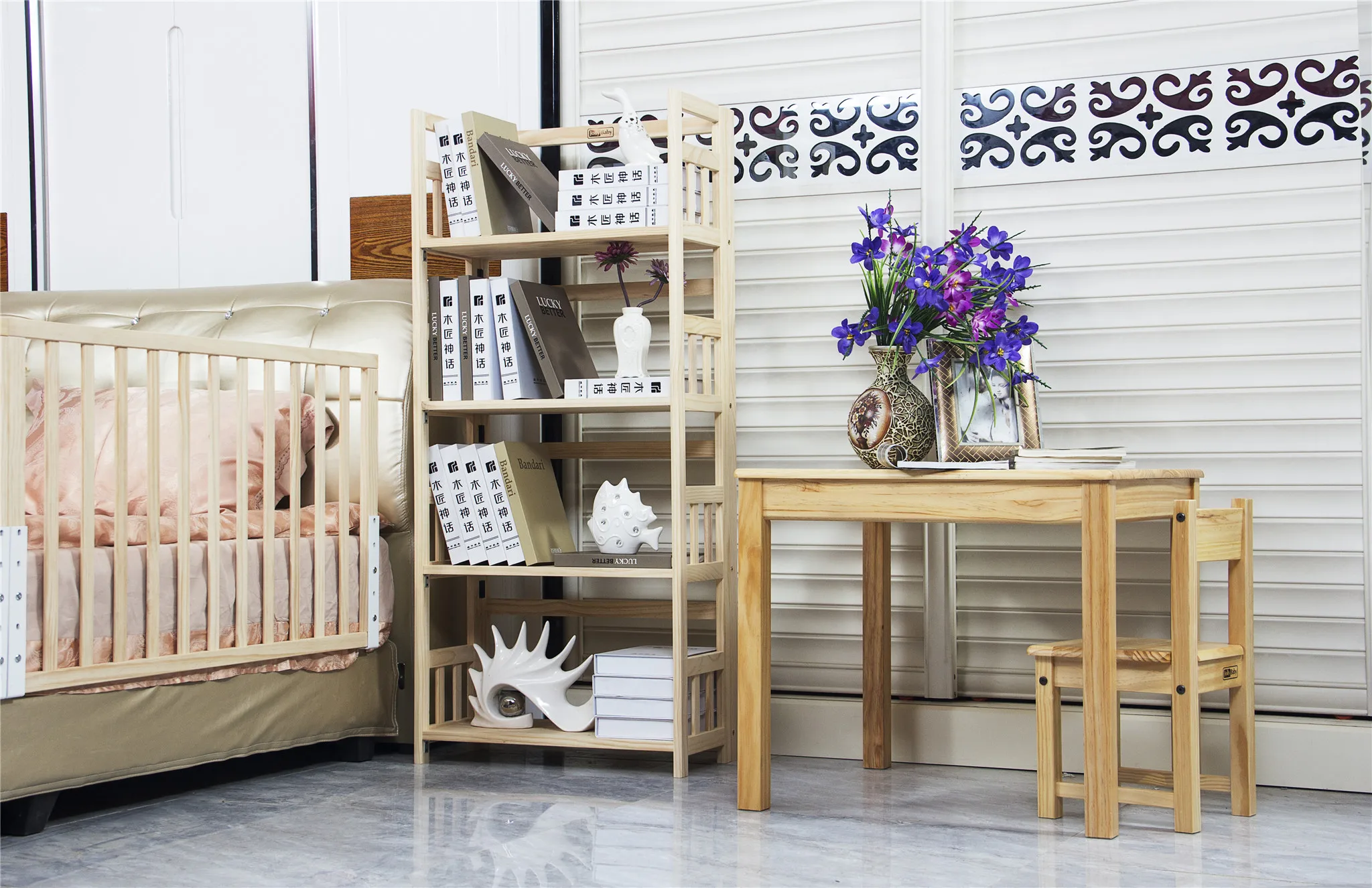 Factory Wood Book Corner Shelf Rack Bookcase Home Living Room Furniture Wooden Bookshelf