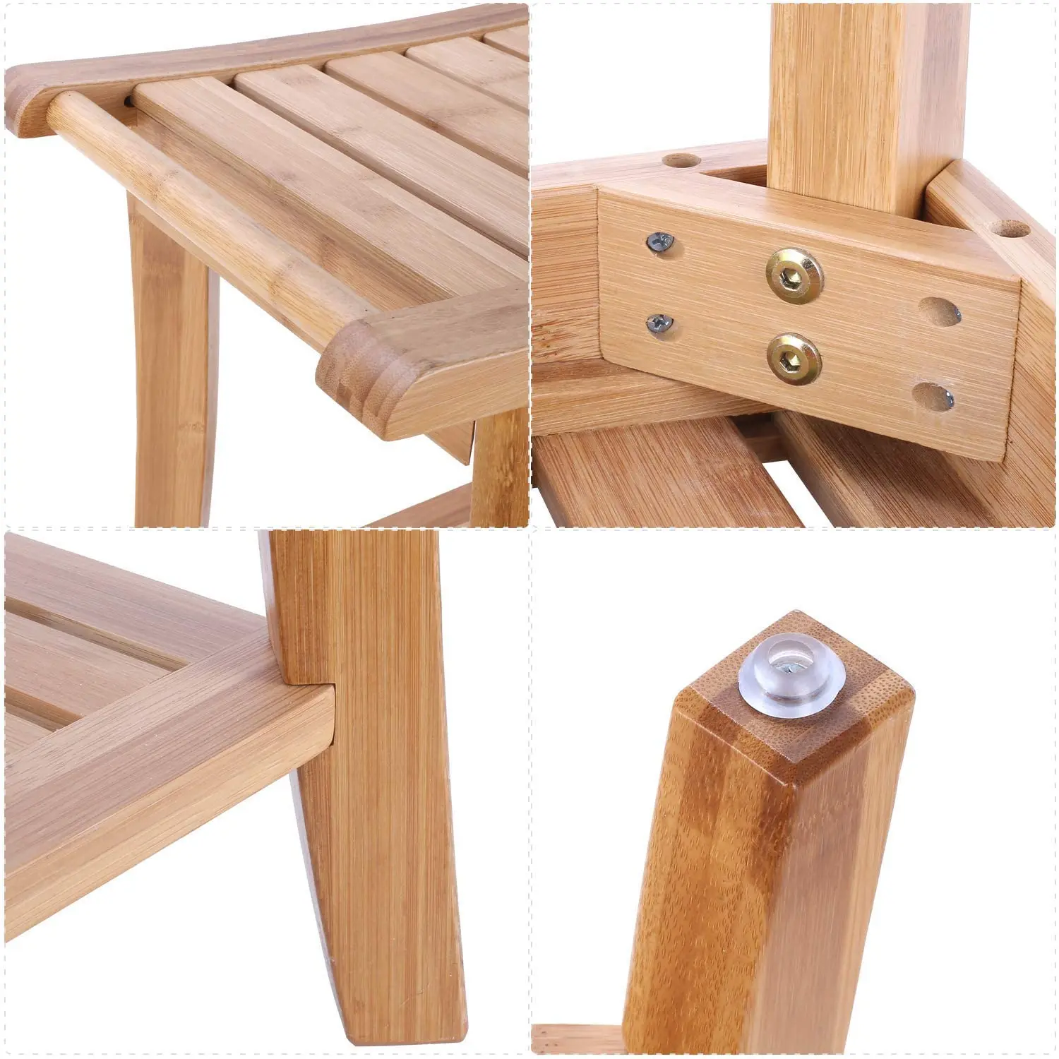 Bamboo Bathroom Shower Bench Stool Non Slip Indoor Outdoor Chairs Waterproof Wooden Bath Spa Bathroom Storage Organizer
